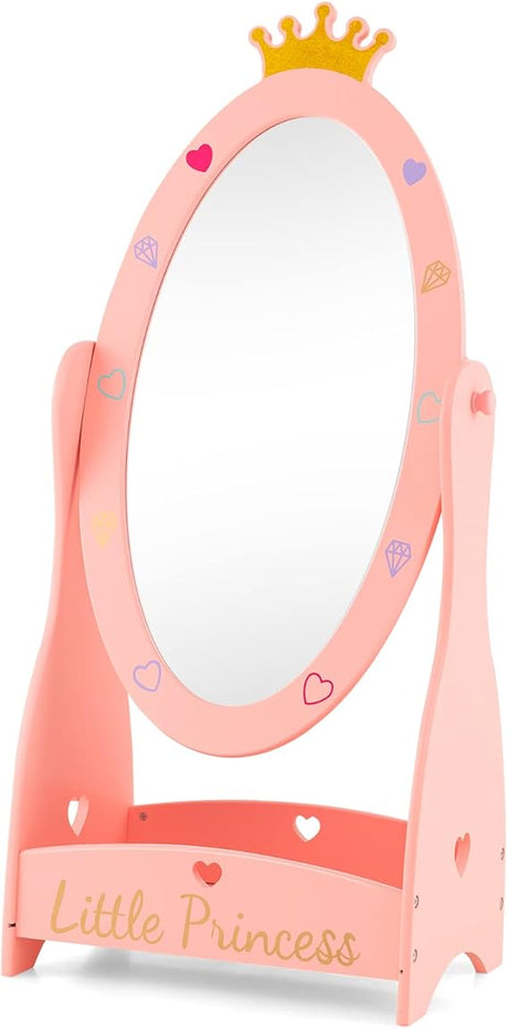 Freestanding Kids Mirror, Non-Glass Shatterproof Toddler Dressing Mirror