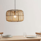 Bamboo Basket Pendant Light - Hollow Creative Lamp Shade Bohemian Wicker Lantern Ceiling Chandelier