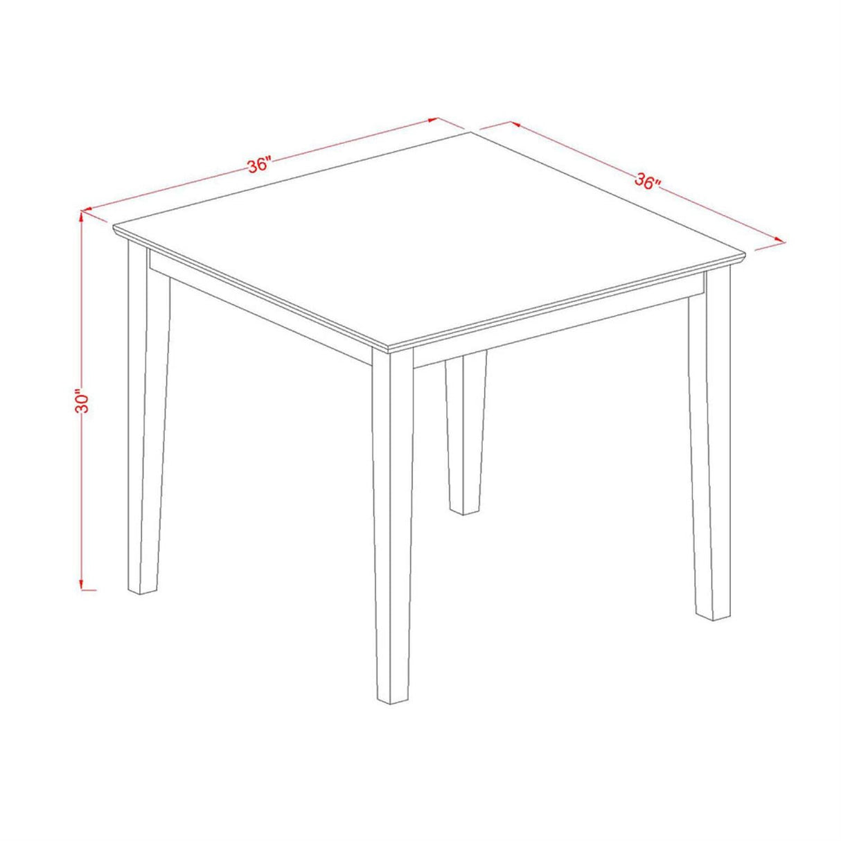 OXNO5-MAH-W 5 Piece Dining Set Includes a Square Dinner Table