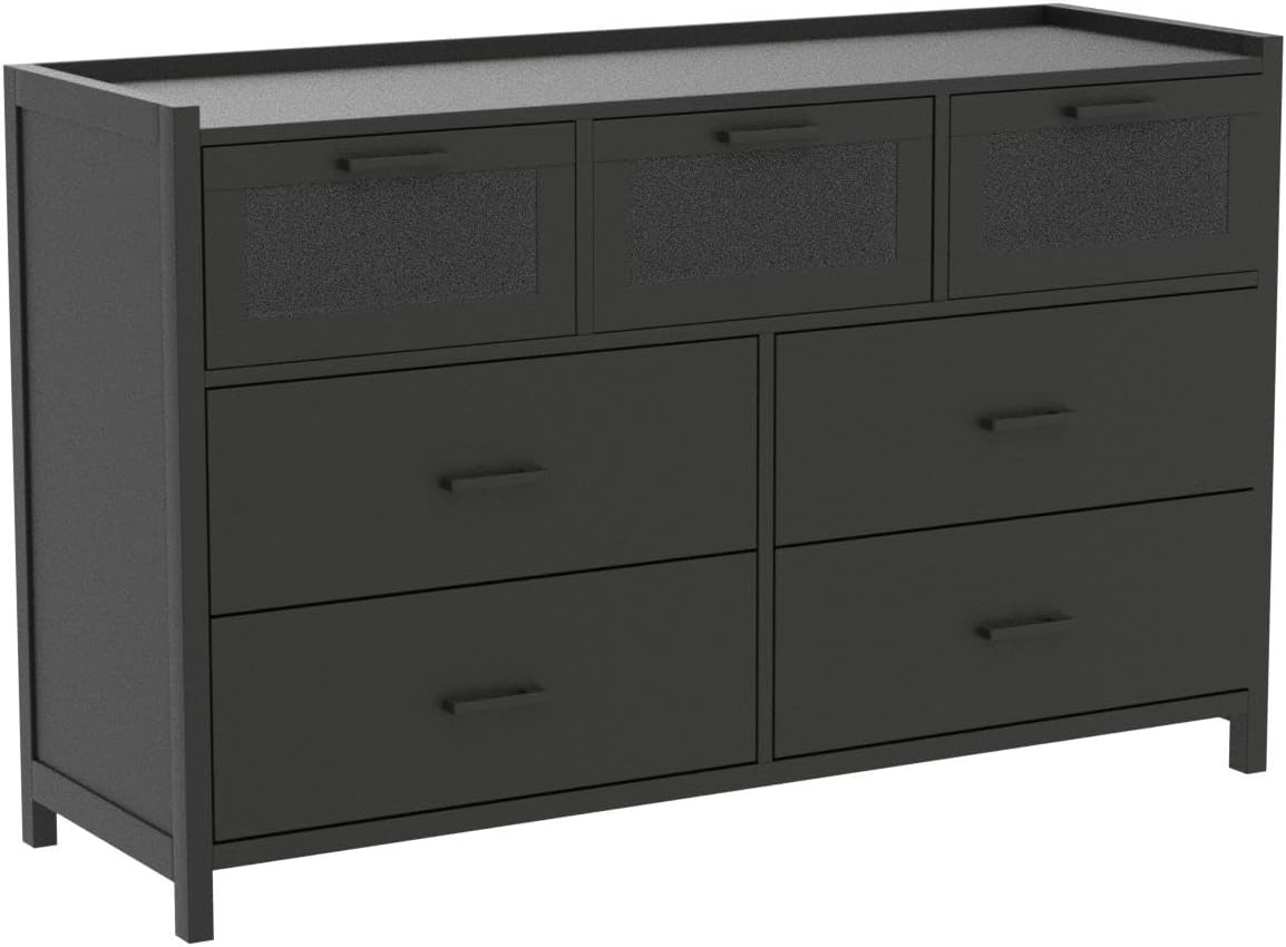 Dresser for Bedroom, Chest of Drawers with LED Lights, 7 Dresser