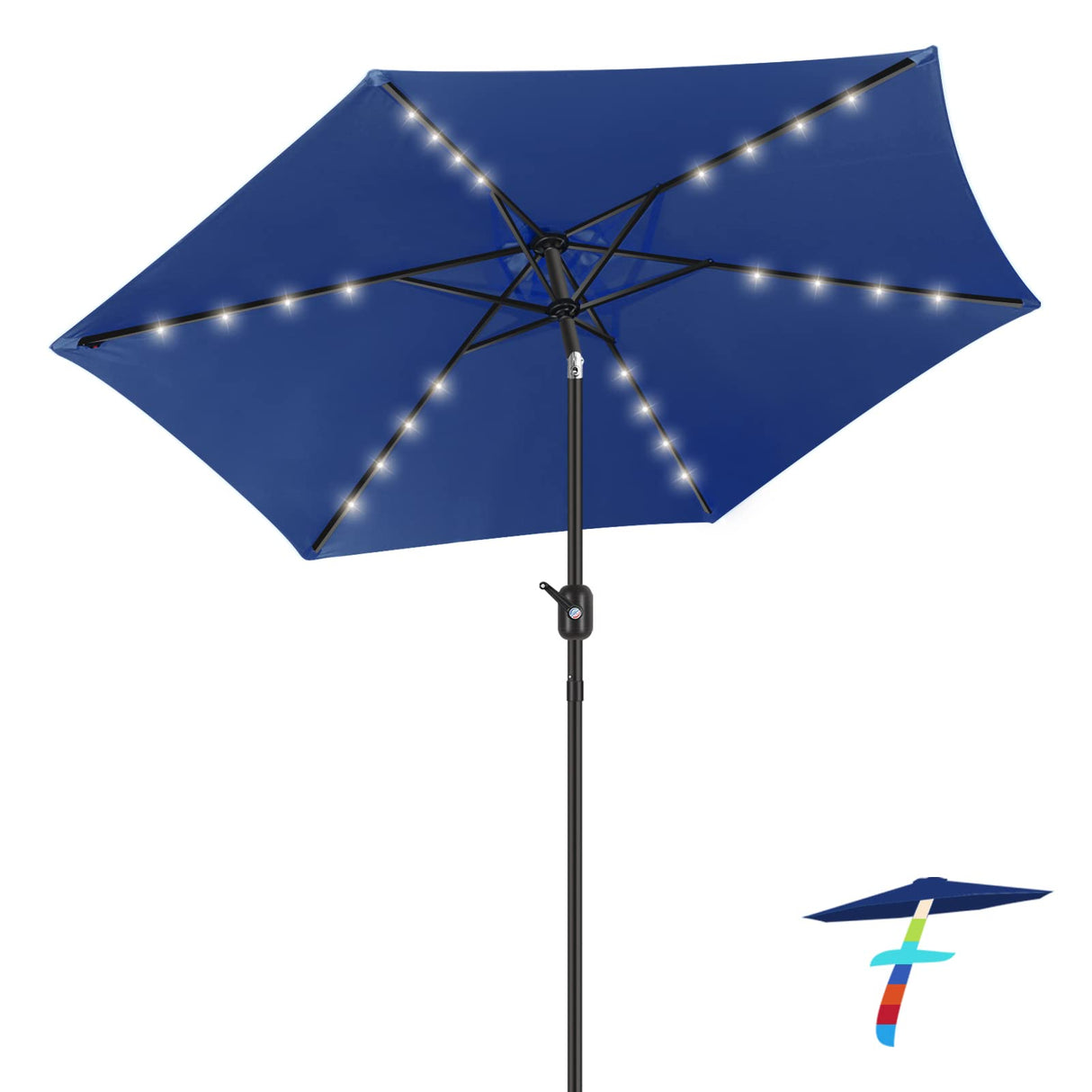 7.5FT Solar Patio Umbrella Outdoor LED Umbrella,Table Umbrella with Lights Heavy Duty Patio Umbrella