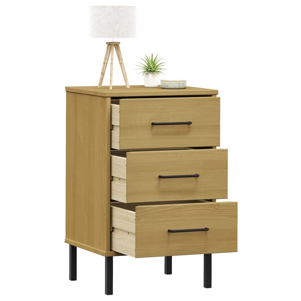 Industrial Bedside Cabinet in Brown | Free-Standing Side Cabinet | Rectangular