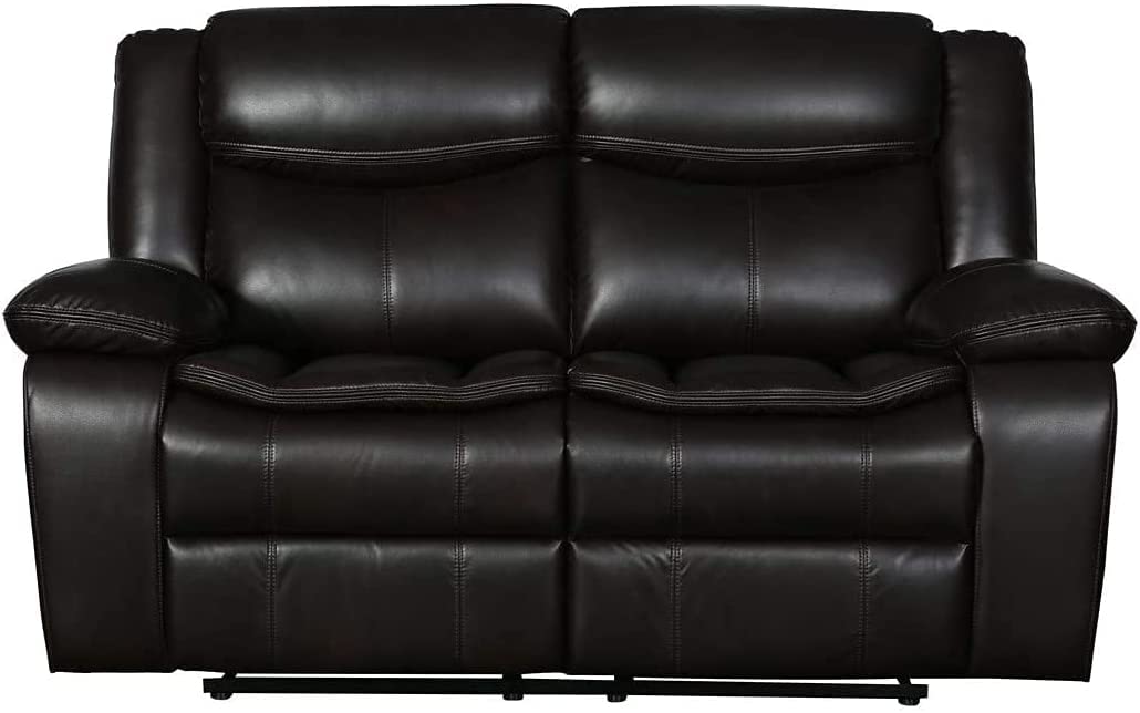 Marsden Modern Leather Air Reclining Living Room Loveseat, Brown