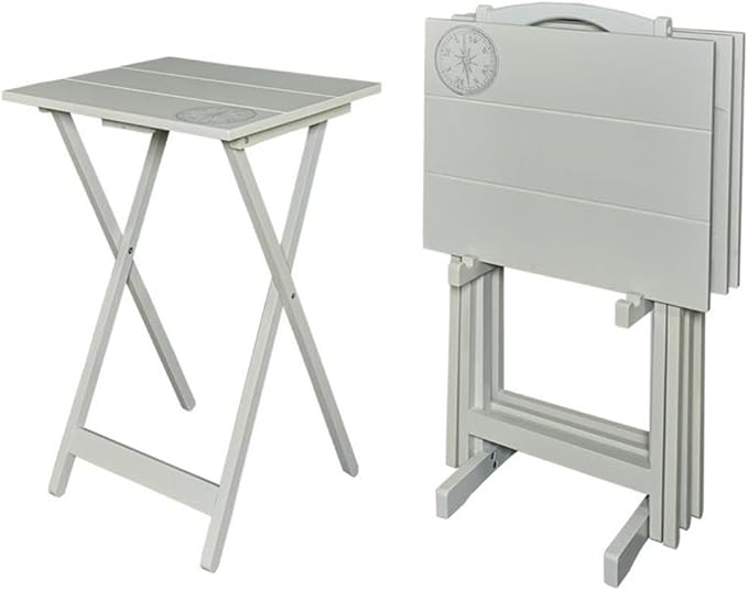ModMarble 5-Piece Faux Marble Folding TV Tray Table Set with Storage Stand
