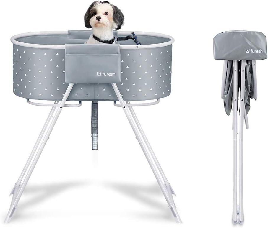 Little Dipper Elevated Dog Bath Tub - Foldable & Portable Wash Station for Small to Medium Pets