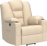 Lift Recliner Chair with Massage and Heat for Elderly, Remote Control,Plush Fabric Reclining Chairs for Seniors w/Cup Holder Side Pockets for Living Room (Beige)