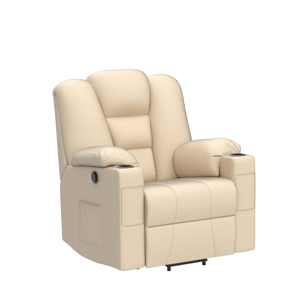 Lift Recliner Chair with Massage and Heat for Elderly, Remote Control,Plush Fabric Reclining Chairs for Seniors w/Cup Holder Side Pockets for Living Room (Beige)