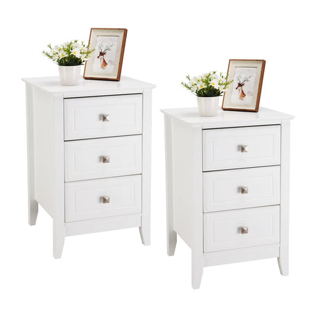 Upgraded White Night stands for Bedrooms Set of 2, Modern Nightstand