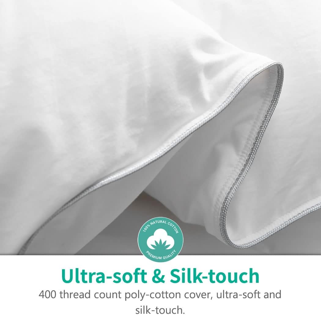 APSMILE Luxury Feathers Down Comforter Oversized Queen Size, Ultra-Soft 750 Fill-Power Duvet Insert for Winter, Heavy Weight Comforter, Fluffy Down Comforter for Bed (98x98, White)