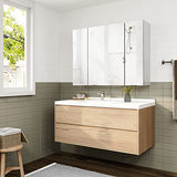 Medicine Cabinets Bathroom Mirror Cabinet with 3 Door 31.5 x 23.6 Inch Bathroom Wall