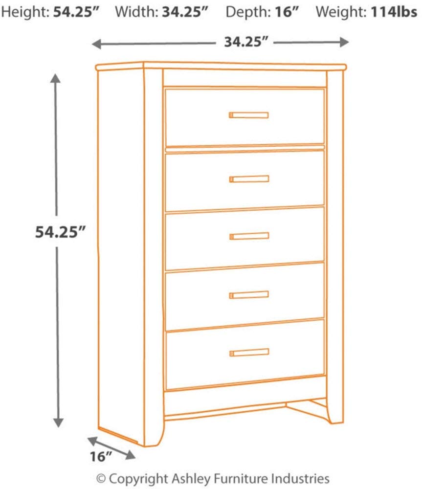 Brinxton Contemporary 5 Drawer Chest, Almost Black