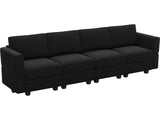 Modular Sofa Couch with Storage Seats Sectional Sofa Velvet Sofa for Living Room Black