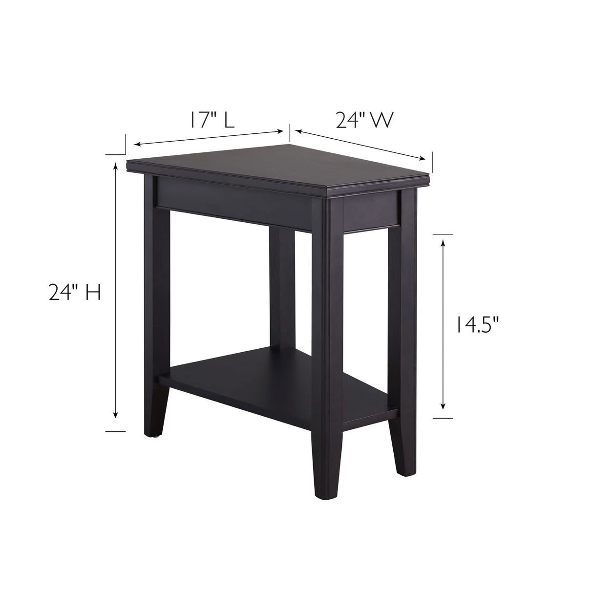 Laurent Recliner Wedge Table with Shelf, Black,