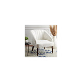 Collection Quenton White/Walnut Channel Tufted Accent Chair ACH4002A