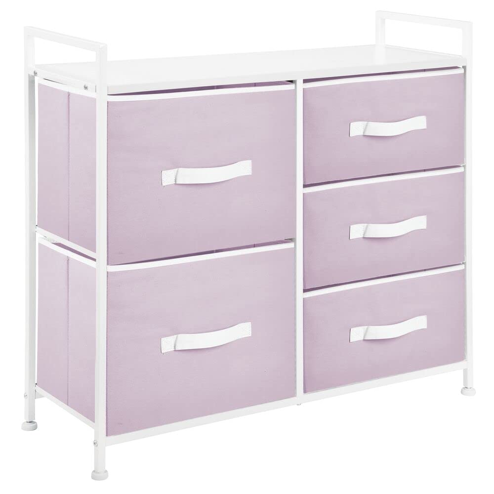 30.03" High Steel Frame/Wood Top Storage Dresser