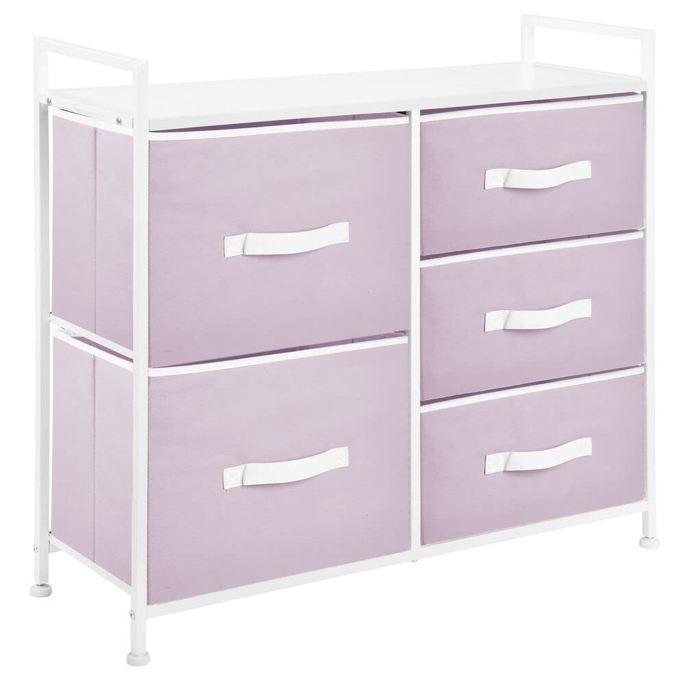 30.03" High Steel Frame/Wood Top Storage Dresser Furniture Unit with 5 Removable