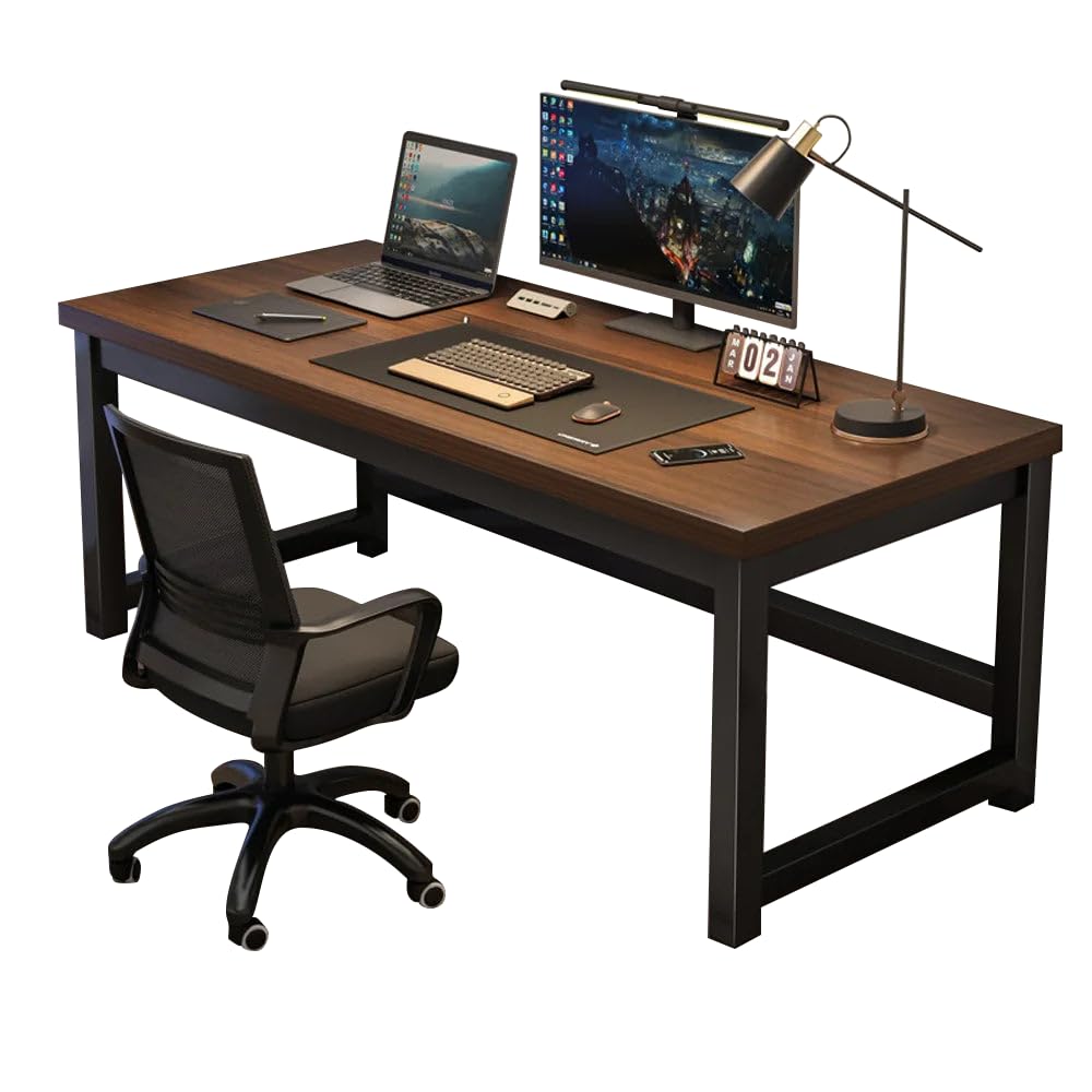 Modern Wooden Computer Desk, 47.2'' Large Workstation with Thickened Board