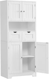 Tall Storage Cabinet, Bathroom Cabinet with Doors & Adjustable Shelves, Linen Cabinet with 2 Drawers