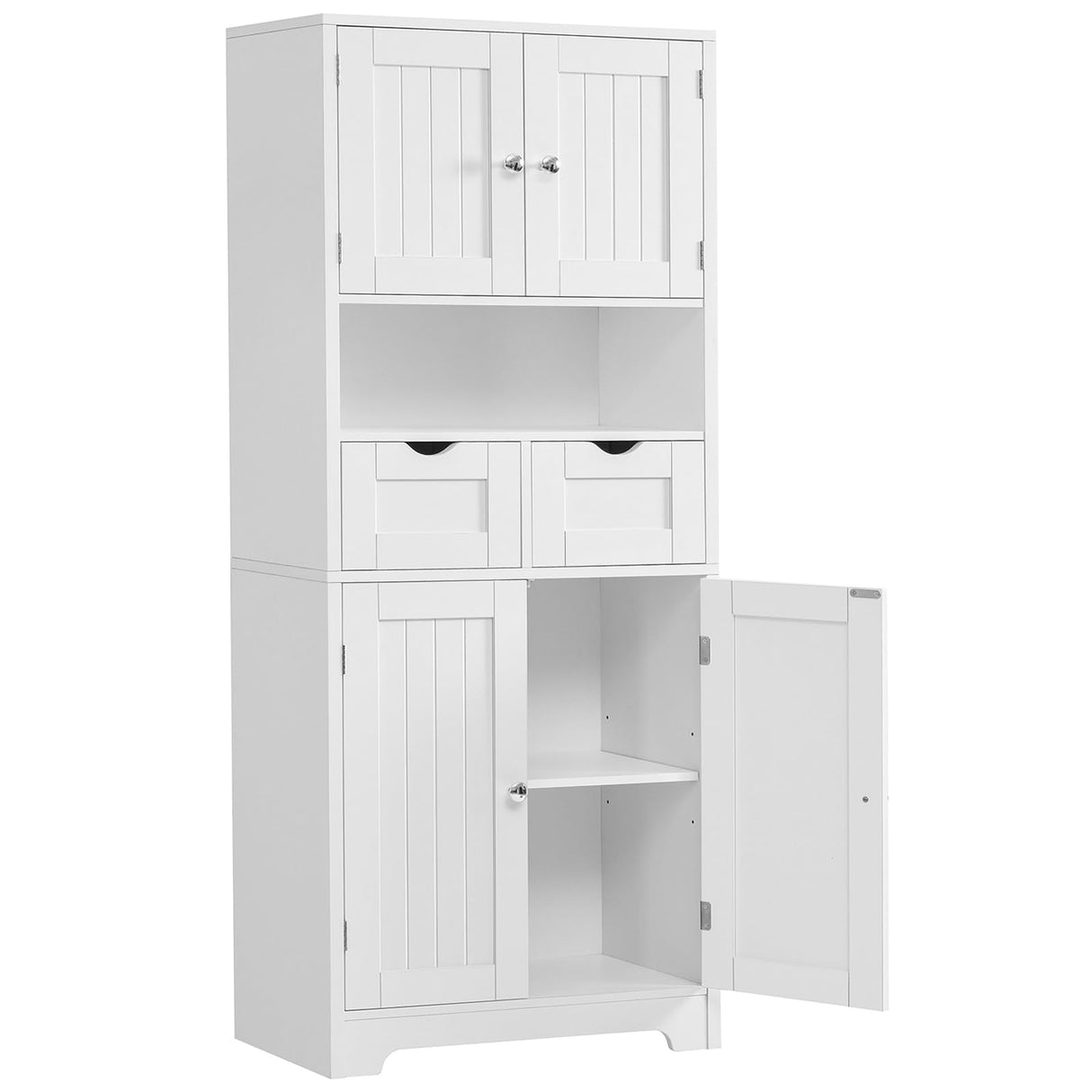 Tall Storage Cabinet, Bathroom Cabinet with Doors & Adjustable Shelves, Linen Cabinet with 2 Drawers