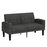 62" Loveseat Couches Upholstered Fabric Linen Love Seat Sofas Couch with 2 USB