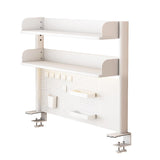 Clamp on Desk Organizer Shelf with Pegboard, White Desktop Bookshelf Storage Shelves