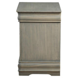 Louis Philippe Wood Nightstand with 2 Drawers in Antique Gray