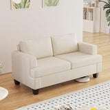 62" Loveseat Couch, Beige Linen Sofa, Modern Deep Seat Sofa for Living Room