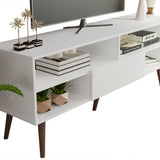 TV Stand with 1 Door and 4 Shelves + Ladder Shelf Standing Bookcase - White