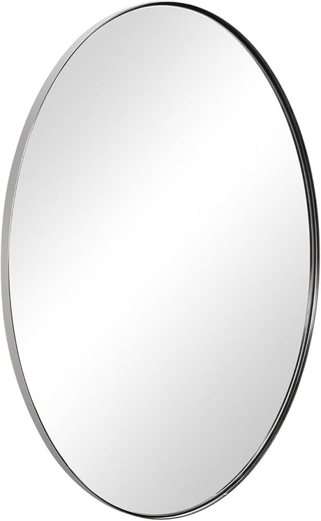 Brushed Nickel Mirror, Oval Bathroom Mirror 22x30'', Brushed Nickel Oval Wall Mirror