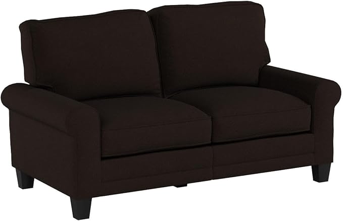 Copenhagen Rolled Arm, Easy Care Polyester, Soft Pillow Back, Pocket Coil Seat Cushions, Removable Covers, Loveseat or Couch for Small Spaces, Living Rooms or Bedrooms, 78" Sofa, Buckwheat