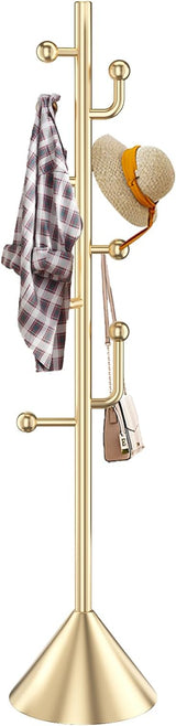 Modern Metal Coat Rack Stand with Natural Marble Base, Heavy Duty Coat Rack