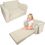 Kids Foam Couch with Blanket, Pre-Assembled Toddlers 2-in-1 Convertible Sofa