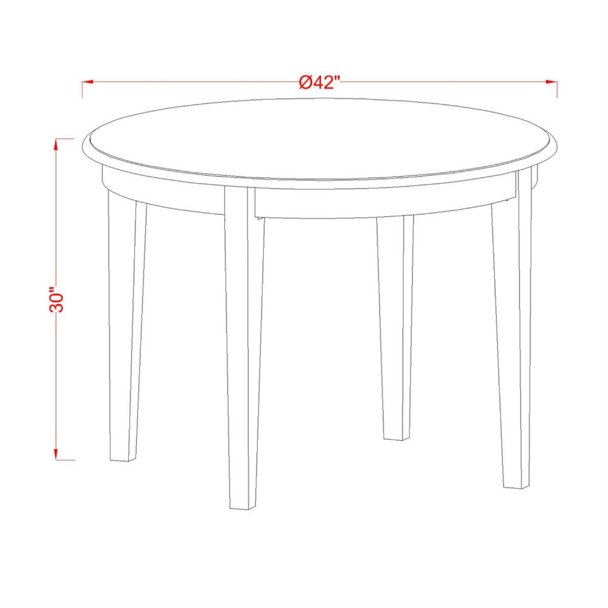 BODO5-WHI-W 5 Piece Dinette Set for 4 Includes a Round Dining Room Table and 4