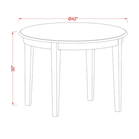 BODO5-WHI-W 5 Piece Dinette Set for 4 Includes a Round Dining Room Table and 4