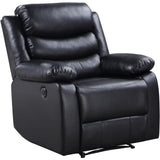 Eilbra Faux Leather Power Recliner with Pillow Top Armrest in Black