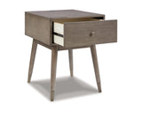 Paulrich Mid Century Accent Table with USB Ports, Grayish Brown