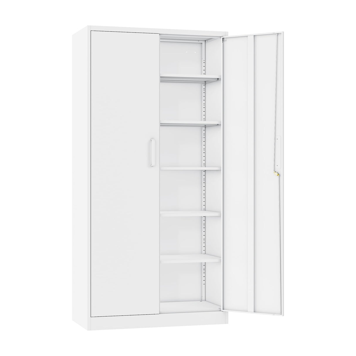 SISESOL White Metal Storage Storage Cabinet with 5 Adjustable Shelves,Metal Cabinet with Locking Doors,Steel Pantry Cabinet with Lock,71" Lockable Storage Cabinet for Home,Office,Garage,Kitchen,Shop