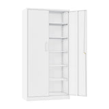 SISESOL White Metal Storage Storage Cabinet with 5 Adjustable Shelves,Metal Cabinet with Locking Doors,Steel Pantry Cabinet with Lock,71" Lockable Storage Cabinet for Home,Office,Garage,Kitchen,Shop