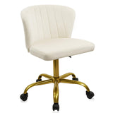 Home Desk Chair Velvet Upholstered Gold Base Comfortable Ergonomic Armless Modern