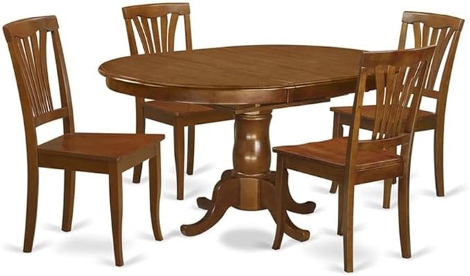 POAV7-SBR-C 7 Piece Modern Dining Table Set Consist of an Oval Wooden Table with Butterfly