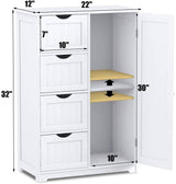 Bathroom Floor, 22” x 12” x 32” Wooden Cupboard w/1 Door & 4 Drawers, Freestanding