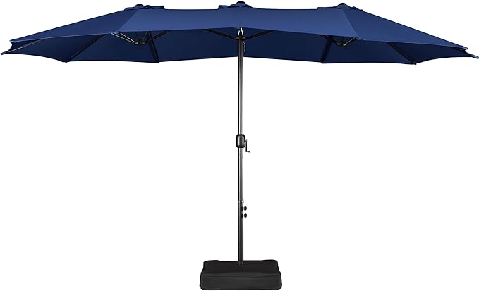15 ft Triple-size Patio Umbrella w/Base Includedatio Parasol w/Easy Crank &