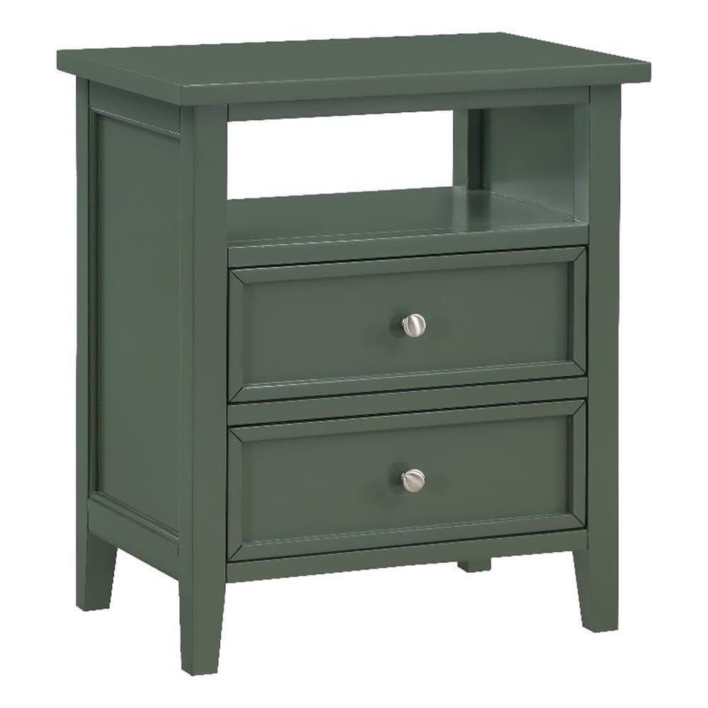 Walker Vintage Green Wood 2-Drawer Nightstand