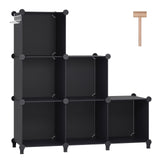 DINMO 6 Cubes Storage Organizer, Bookcase, Display Shelf with Wooden Mallet, Cabinet Storage for Kids, Adult, Office, Bedroom, Bathroom, Black