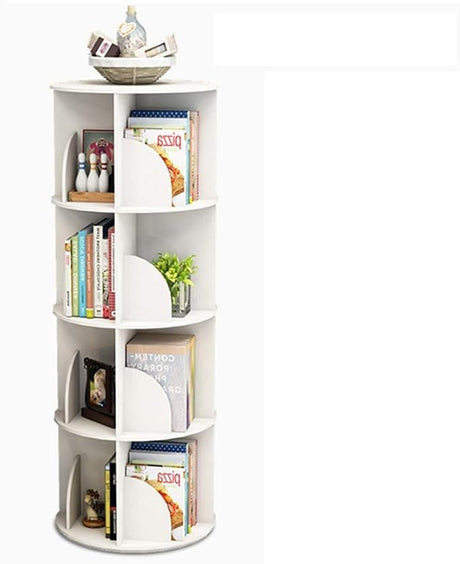 Creative Rotating Bookshelf White Bookcase Simple Student Bookshelf Multi