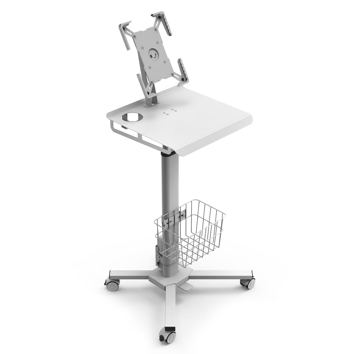 hemsoe Adjustable Rolling Medical Cart: Pneumatic Mobile Workstation with iPad Enclosure for 9.7-13" iPad and Tablet - Ideal for Hospital Dental Clinic Office