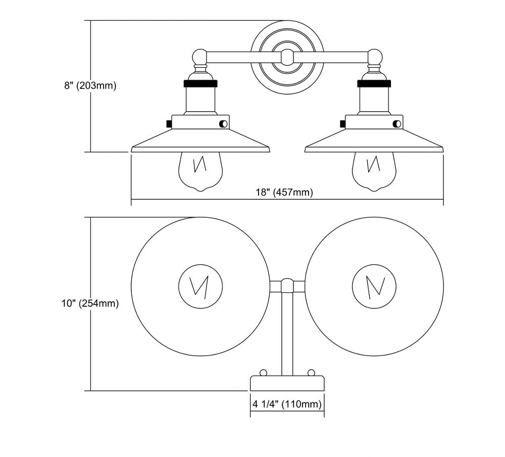 Elk Home English Pub Vanity Light - 2-Light in Satin Nickel Finish, with Satin Nickel Metal Shade, Transitional Style