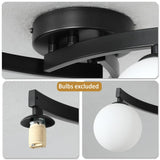 Mid Century Glass Globe Semi Flush Mount Ceiling Light - 6 Light Sputnik Chandelier