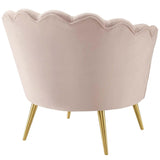 Admire Scalloped Edge Performance Velvet Accent Lounge Arm Chair in Pink