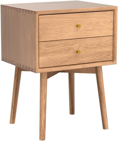 Night Stand, Midcentury Modern Solid Wood Nightstand with Drawer, Durable Sturdy Tall